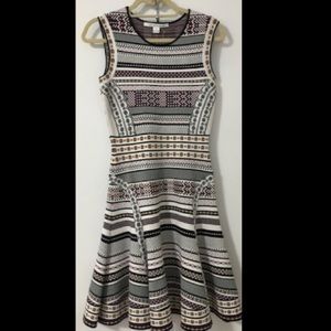 Diane Von Furstenberg DVF Dress Jacquard Fit & Flare, Sleeveless, Size M